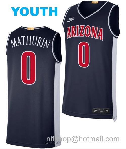 Youth Arizona Wildcats Bennedict Mathurin Jersey #0 Limited Retro Basketball 2023-24 Navy66