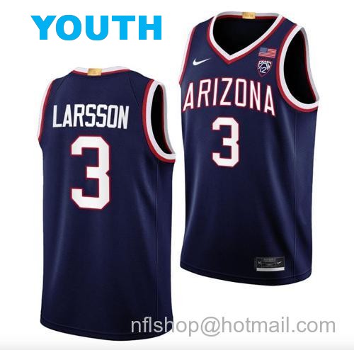 Youth Pelle Larsson Jersey #3 Arizona Wildcats College Basketball Navy163