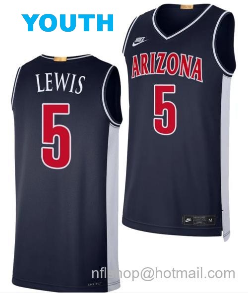 Youth Arizona Wildcats KJ Lewis Jersey #5 Limited Retro Basketball 2023-24 Navy79