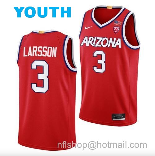 Youth Pelle Larsson Jersey #3 Arizona Wildcats College Basketball Red164