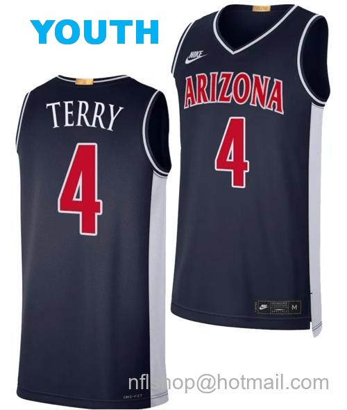 Youth Arizona Wildcats Dalen Terry Jersey #4 Limited Retro Basketball 2023-24 Navy72