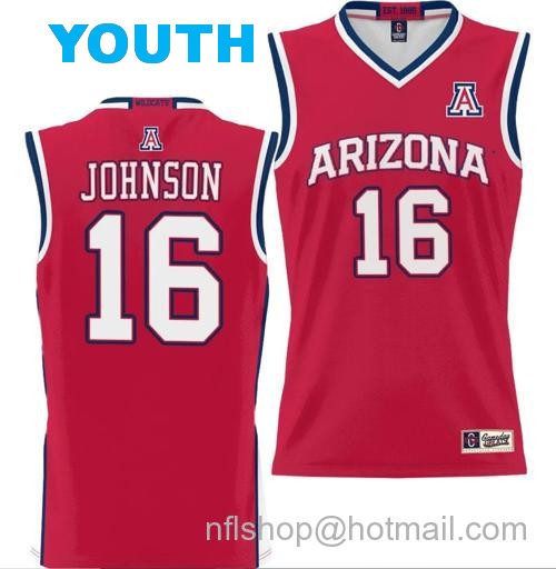 Youth Keshad Johnson Jersey #16 Arizona Wildcats NIL College Basketball Lightweight Red146