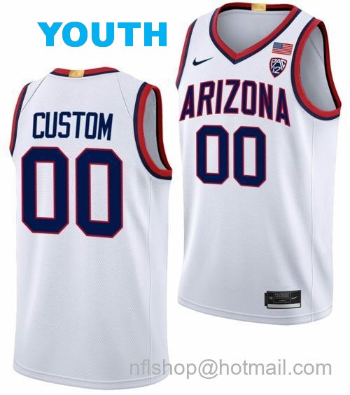 Youth Custom Arizona Wildcats Jersey Name And Number College Basketball Limited White112