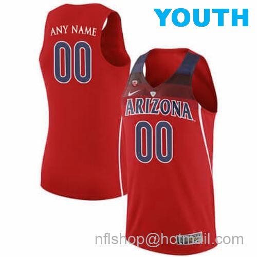 Youth Custom Arizona Wildcats Basketball Jersey College Name and Number Red106