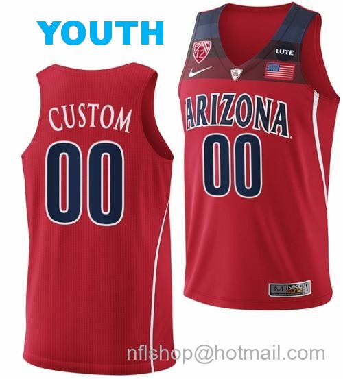 Youth Custom Arizona Wildcats Jersey Name And Number College Basketball Replica Red115