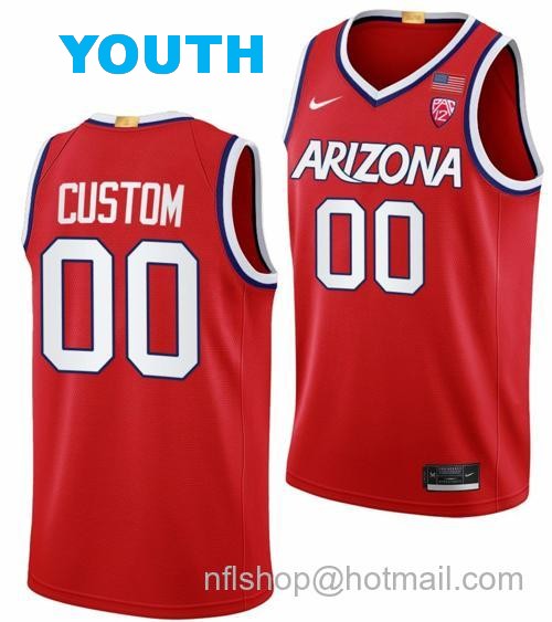 Youth Custom Arizona Wildcats Jersey Name And Number College Basketball Red114