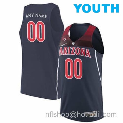 Youth Custom Arizona Wildcats Basketball Jersey College Name and Number Navy105