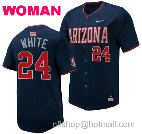 Women's Mason White Jersey #24 Arizona Wildcats Replica Baseball Full-Button Navy152