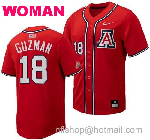 Women's Adonys Guzman Jersey #18 Arizona Wildcats Replica Baseball Full-Button Red4