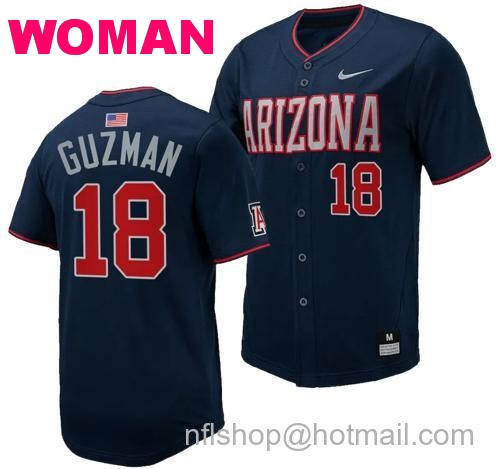 Women's Adonys Guzman Jersey #18 Arizona Wildcats Replica Baseball Full-Button Navy3