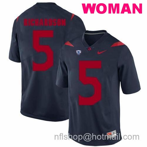 Women's Arizona Wildcats #5 Shaquille Richardson NCAA Football Jersey Blue19