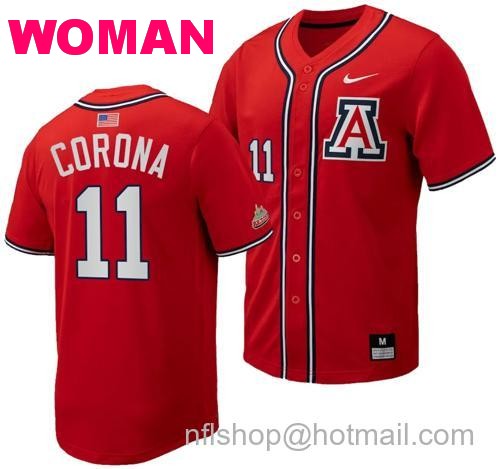 Women's Emilio Corona Jersey #11 Arizona Wildcats Replica Baseball Full-Button Red135