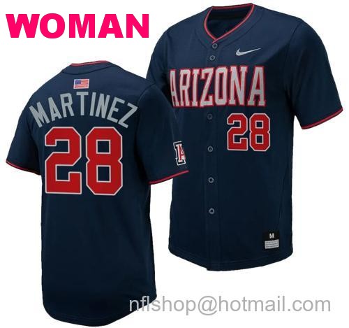 Women's Matthew Martinez Jersey #28 Arizona Wildcats Replica Baseball Full-Button Navy155