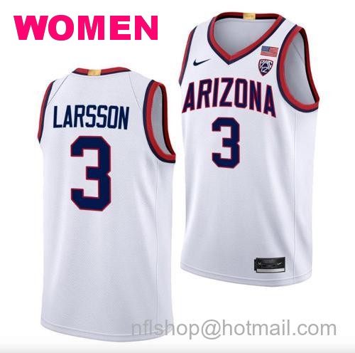 Women's Pelle Larsson Jersey #3 Arizona Wildcats College Basketball White165