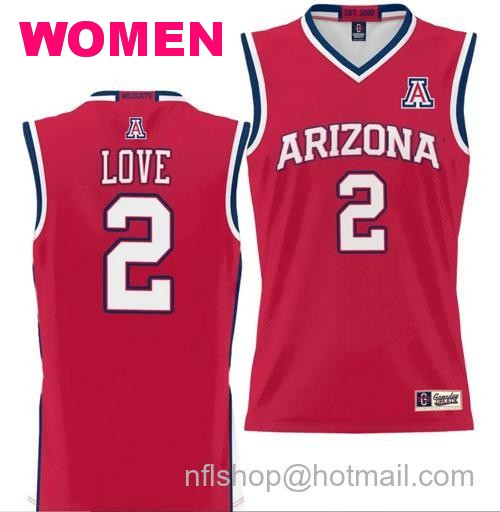 Women's Caleb Love Jersey #2 Arizona Wildcats NIL College Basketball Lightweight Red98