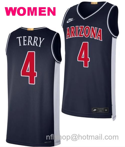 Women's Arizona Wildcats Dalen Terry Jersey #4 Limited Retro Basketball 2023-24 Navy72