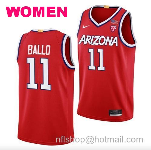 Women's Oumar Ballo Jersey #11 Arizona Wildcats College Basketball Red159