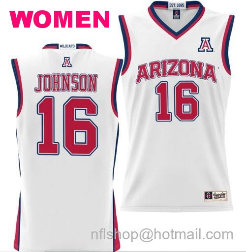 Women's Keshad Johnson Jersey #16 Arizona Wildcats NIL College Basketball Lightweight White147