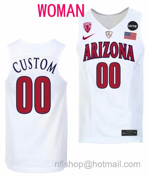 Women's Custom Arizona Wildcats Jersey Name And Number College Basketball Replica White116