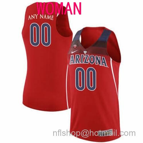 Women's Custom Arizona Wildcats Basketball Jersey College Name and Number Red106