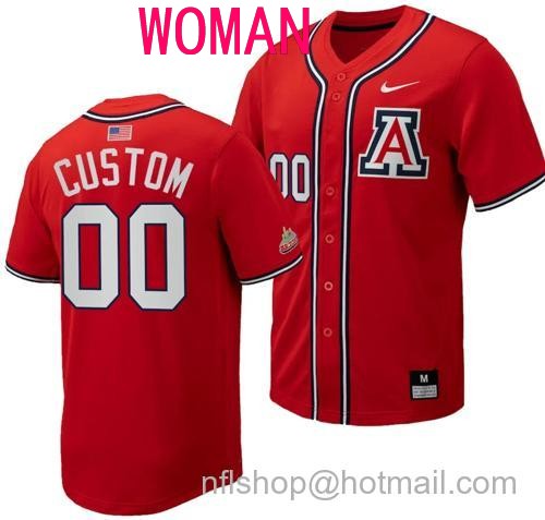 Women's Custom Arizona Wildcats Jersey Name and Number Replica Baseball Full-Button Red123