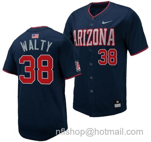 Men's Cam Walty Jersey #38 Arizona Wildcats Replica Baseball Full-Button Navy102