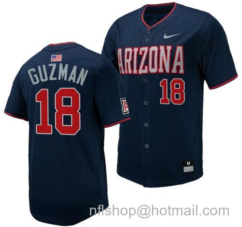 Men's Adonys Guzman Jersey #18 Arizona Wildcats Replica Baseball Full-Button Navy3