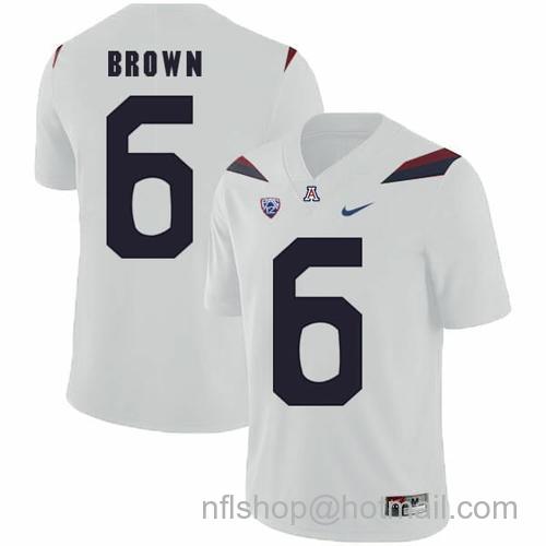 Men's Arizona Wildcats #6 Shun Brown NCAA College Football Jersey White24