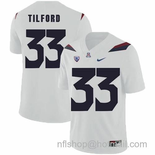 Men's Arizona Wildcats #33 Nathan Tilford NCAA College Football Jersey White54