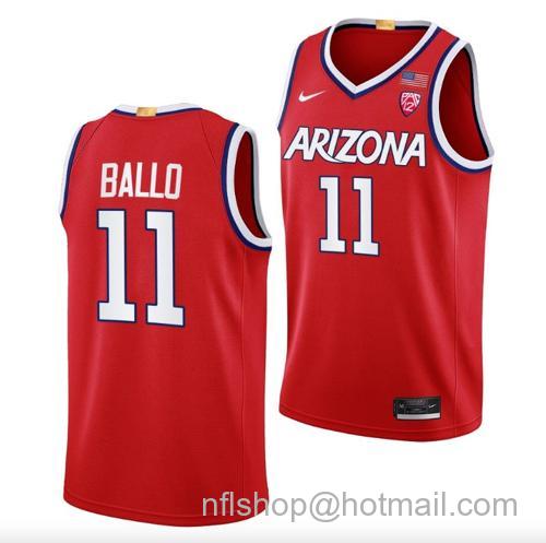 Men's Oumar Ballo Jersey #11 Arizona Wildcats College Basketball Red159