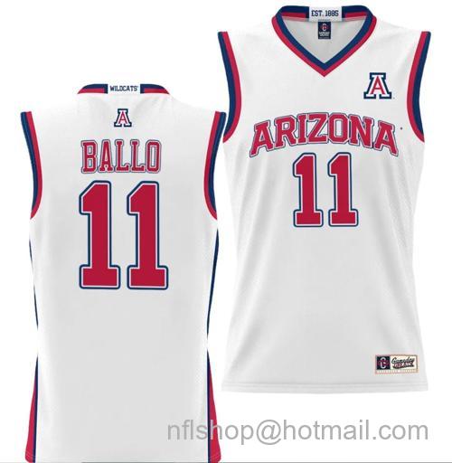 Men's Oumar Ballo Jersey #11 Arizona Wildcats NIL College Basketball Lightweight White162