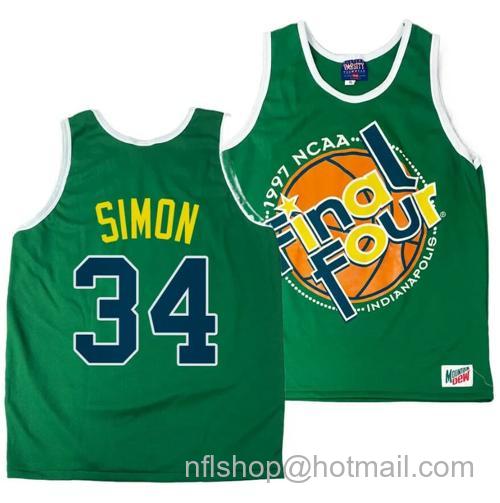 Men's Arizona Wildcats Miles Simon Jersey #34 1997 NCAA Champions Final Four Green86