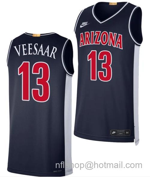 Men's Arizona Wildcats Henri Veesaar Jersey #13 Limited Retro Basketball 2023-24 Navy75