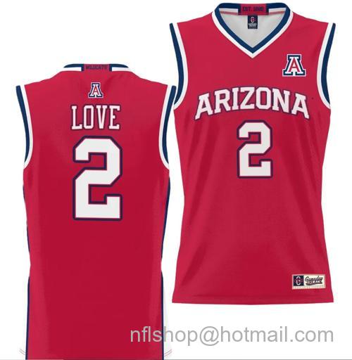 Men's Caleb Love Jersey #2 Arizona Wildcats NIL College Basketball Lightweight Red98