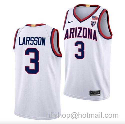 Men's Pelle Larsson Jersey #3 Arizona Wildcats College Basketball White165