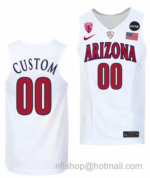 Men's Custom Arizona Wildcats Jersey Name And Number College Basketball Replica White116