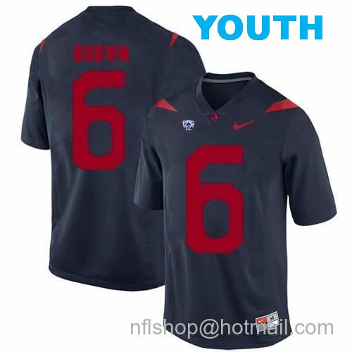 Youth Arizona Wildcats #6 Shun Brown NCAA College Football Jersey Blue22