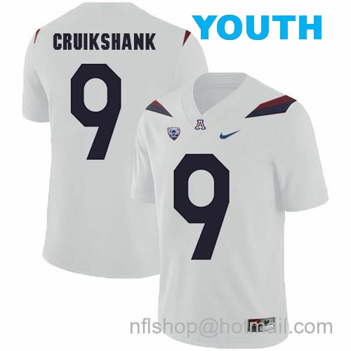 Youth Arizona Wildcats #9 Dane Cruikshank NCAA College Football Jersey White30