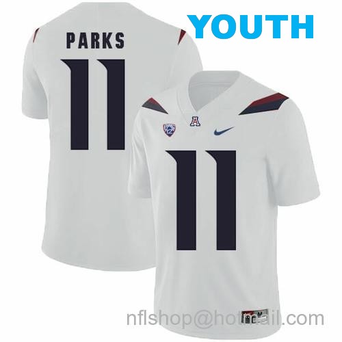 Youth Arizona Wildcats #11 Will Parks NCAA College Football Jersey White36