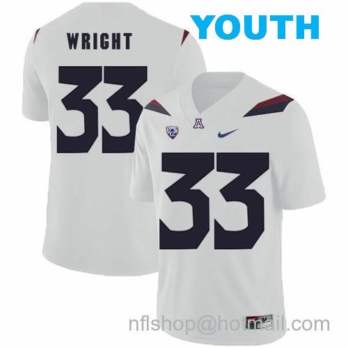 Youth Arizona Wildcats #33 Scooby Wright NCAA College Football Jersey White57