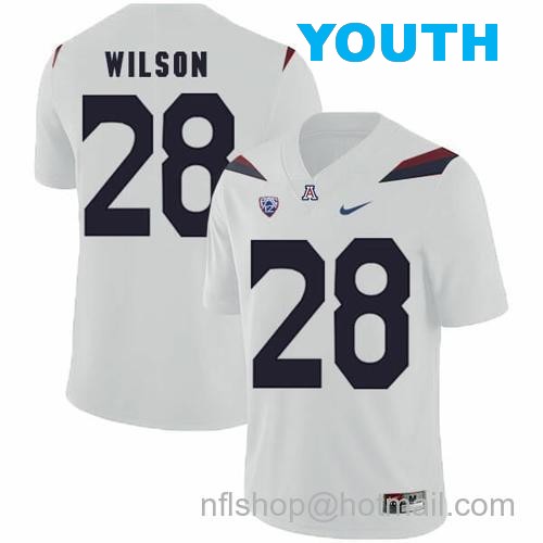 Youth Arizona Wildcats #28 Nick Wilson NCAA College Football Jersey White51