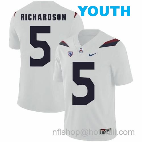 Youth Arizona Wildcats #5 Shaquille Richardson NCAA Football Jersey White21