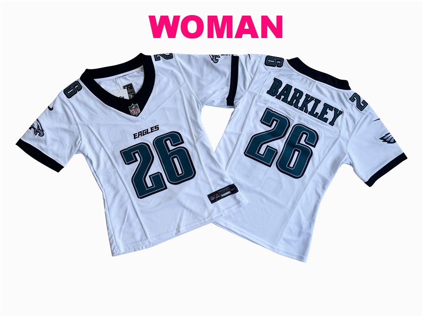 Women's Philadelphia Eagles #26 Saquon Barkley White F.U.S.E. Vapor Untouchable Limited Stitched Football Jersey(Run Small)