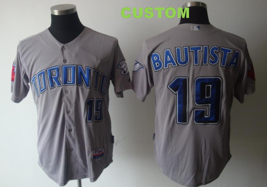 Men's Toronto Blue Jays ACTIVE PLAYER Custom Grey Cool Base Stitched Jersey