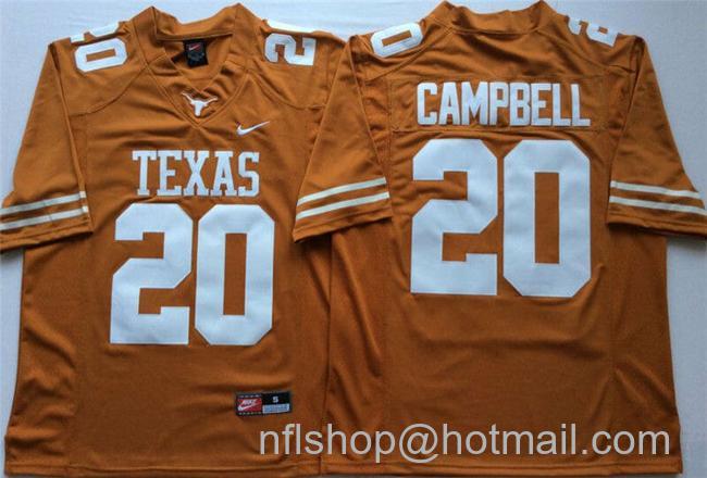 Men's Texas Longhorns Earl Campbell Jersey #20 College Football Orange