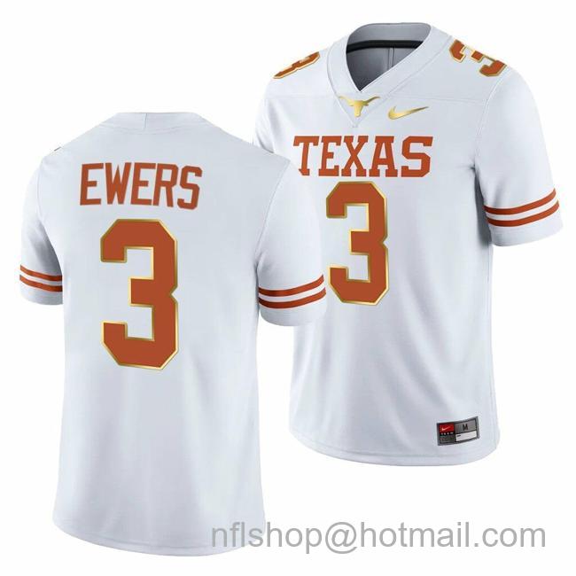 Men's Texas Longhorns Quinn Ewers Jersey #28 College Football White