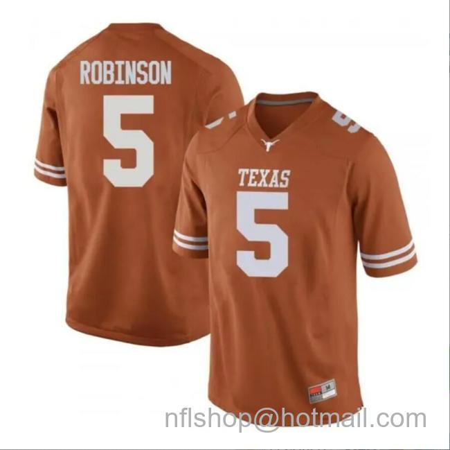 Men's Robinson Texas Longhorns Jersey #5 NCAA Football Orange