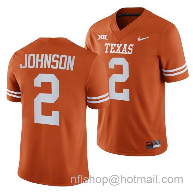 Men's Texas Longhorns Roschon Johnson Jersey #2 College Football Orange