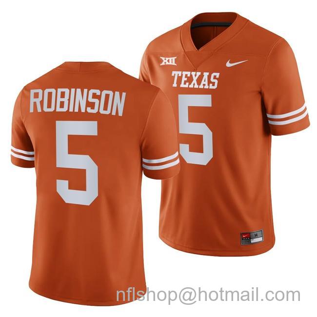 Men's Texas Longhorns Bijan Robinson Jersey #5 College Football Orange