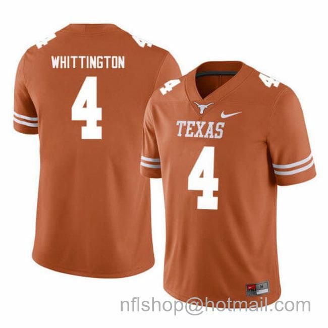 Men's Texas Longhorns Jordan Whittington Jersey #4 College Football Orange